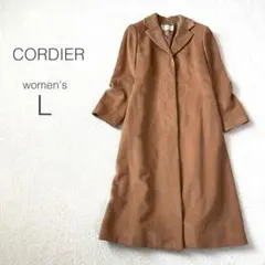 【コルディア】ウールロングコート オープンカラー 毛100 日本製 綺麗め【L】