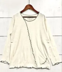 新品♪フリーサイズ LIME.INC配色ステッチ刺繍入りコットンカットソー