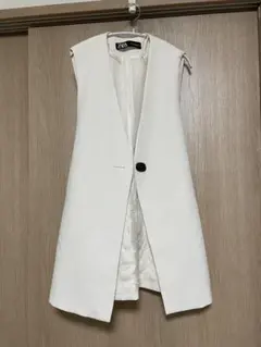 ZARA ホワイト ノースリーブ ロングベスト