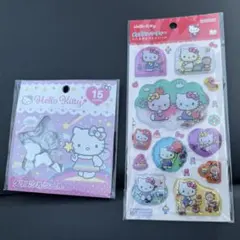 ポップデコパーティー　わたあめカプセルシール　キティ　おはじきシール