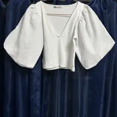 ZARA（ザラ）バルーンスリーブ Vネック トップス