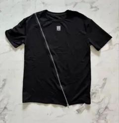 ADDICT CODE ジッパー付き黒Tシャツ