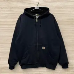 美品 90-90s カーハート ジップパーカー 裏サーマル ネイビー XL