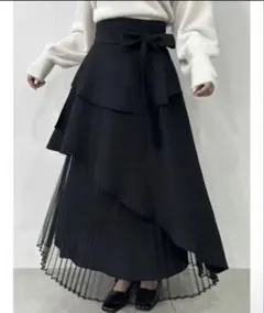 【新品未使用】dazzlin アシメティアードプリーツスカート ブラック
