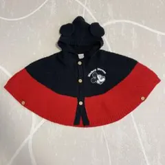 フタフタ ミッキーマウス フード付きニットポンチョ 70-80