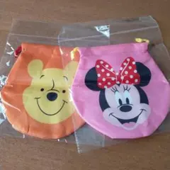 ディズニー顔柄まんまる巾着　２種セット