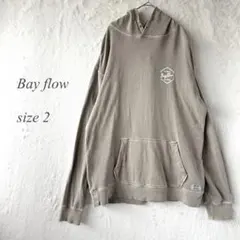 Bayflow フード付きパーカー カーキ サイズ2 ロゴプリント 1747