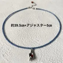 ハンドメイド ビーズネックレス y2k ハンド 手 ハート ブルー 青 シンプル