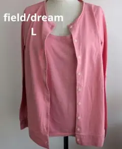 field/dream オンワード　ピンクTシャツカーディガン　ツイン Lのサムネイル