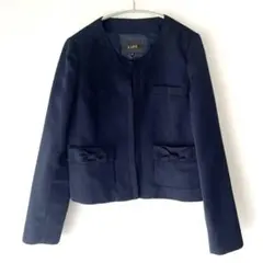 ノーカラージャケット ネイビー リボン付き
