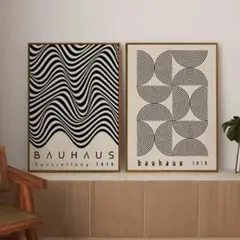 アートポスター　バウハウス　モノトーン　２枚セット　 キャンバスアート