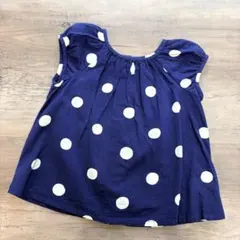 Bonpoint♥ネイビー ホワイト 水玉模様 半袖ブラウス/18M