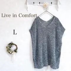Live in Comfort フェリシモ　サマーニット　ノースリーブ　ブルーのサムネイル