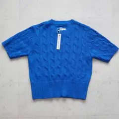 m2)ブルーパラン TOM SHORT KNIT ロイヤルブルーの半袖ニット
