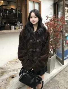 emmy プードルファータッチボタンコート