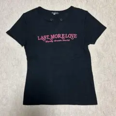 LAST MORE LOVE プリントキーネックTシャツ ブラック 半袖