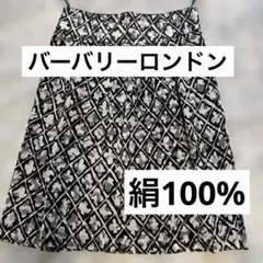 BURBERRY LONDON 絹100%フレアスカート 総柄 40のサムネイル