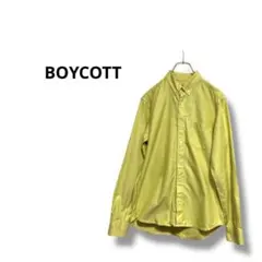 【ボイコット】メンズ　長袖　シャツ　ボタンダウン　シンプル　黄