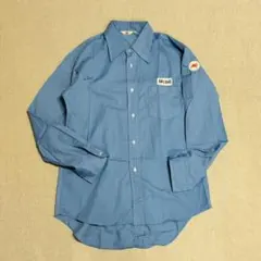 モービル　長袖シャツ　ワークシャツ　ブルー　企業　当時物　コスプレ　作業服　38