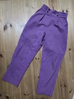 紫色ウエストゴムストレートパンツ
