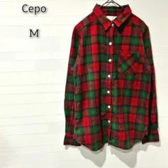 セポ 【M】 トップス ネルシャツ チェック柄 前開きボタン 胸ポケット 長袖のサムネイル