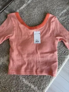 新品未使用 ボーダー柄 半袖カットソー オレンジのサムネイル