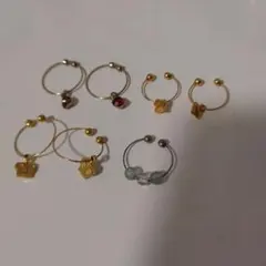 イヤーカフ　イヤリング3種類＋片耳　ハート王冠ストーン