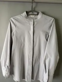 ストライプフリル長袖シャツ