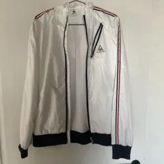 ホワイト ナイロンジャケット フード付き　ルコック