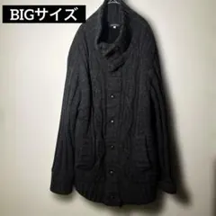 【個性派古着】ダークグレー カーディガン くるみボタン　希少　3Lサイズ