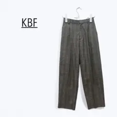 KBF ケービーエフ チェック柄 ワイドパンツ ハイウエスト スラックス 春秋冬