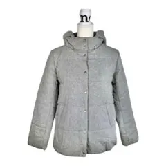 ショコラフィネローブ　中わたコート　アウター　フード付き　グレー　毛　L