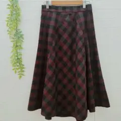 【SOUP】ロングフレアスカート チェック柄 切り替えデザイン (M) ワールド