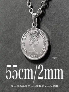 【コインネックレス シルバー 2mm 55cm】エリザベス ステンレス a30のサムネイル