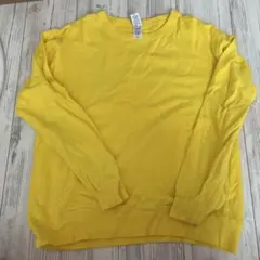 イエロー クルーネック 長袖スウェット