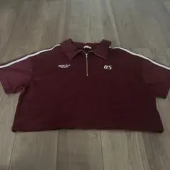 クロップドポロシャツ バーガンディ 85