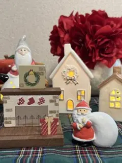プレゼントを暖炉に運ぶサンタ2点セット