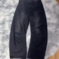 ブラック ワイドレッグデニム