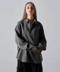ヘリンボーンTRサイドレーススキッパーシャツ　XS