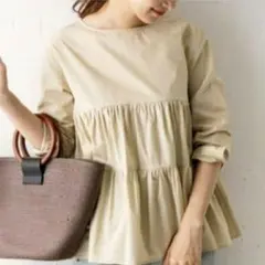 URBAN RESEARCH DOORS ティアードチュニックブラウス ベージュ