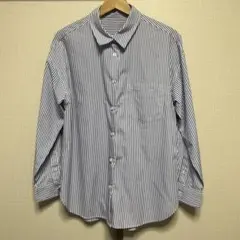 青と白のストライプ長袖シャツ　GU