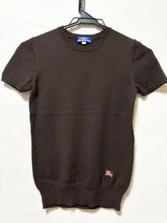 【美品】BURBERRY BLUELABEL アンサンブルニット半袖38ブラウン
