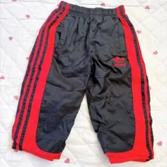 adidas パロ 黒赤 ジャージパンツ ラインパンツ 100