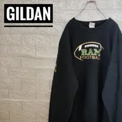 海外製ギルダンGILDAN　刺繍ロゴ古着スウェットトレーナー黒L