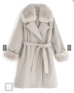 リボンベルト付きファーガウンコート