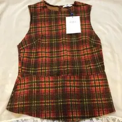 新品未使用！ ザラ チェック柄 ペプラム ベスト M