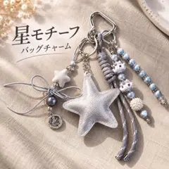 じゃらじゃらキーホルダー バッグチャーム キーチャーム　星　カラビナ