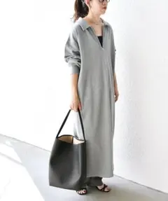 【ships any】USA コットン 裏起毛 ハーフジップ ワンピース