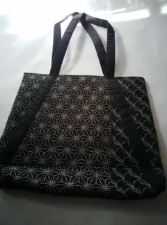 刺し子風 トートバッグ　青海麻の葉