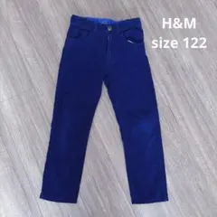 H&M コーデュロイ　ネイビー ストレートパンツ ウエスト調整機能付き